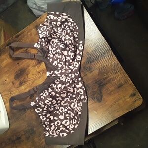 Like New Goddess 56G Gorgeous Pink & Brown Feminine Unpadded Wirefree Pretty Bra